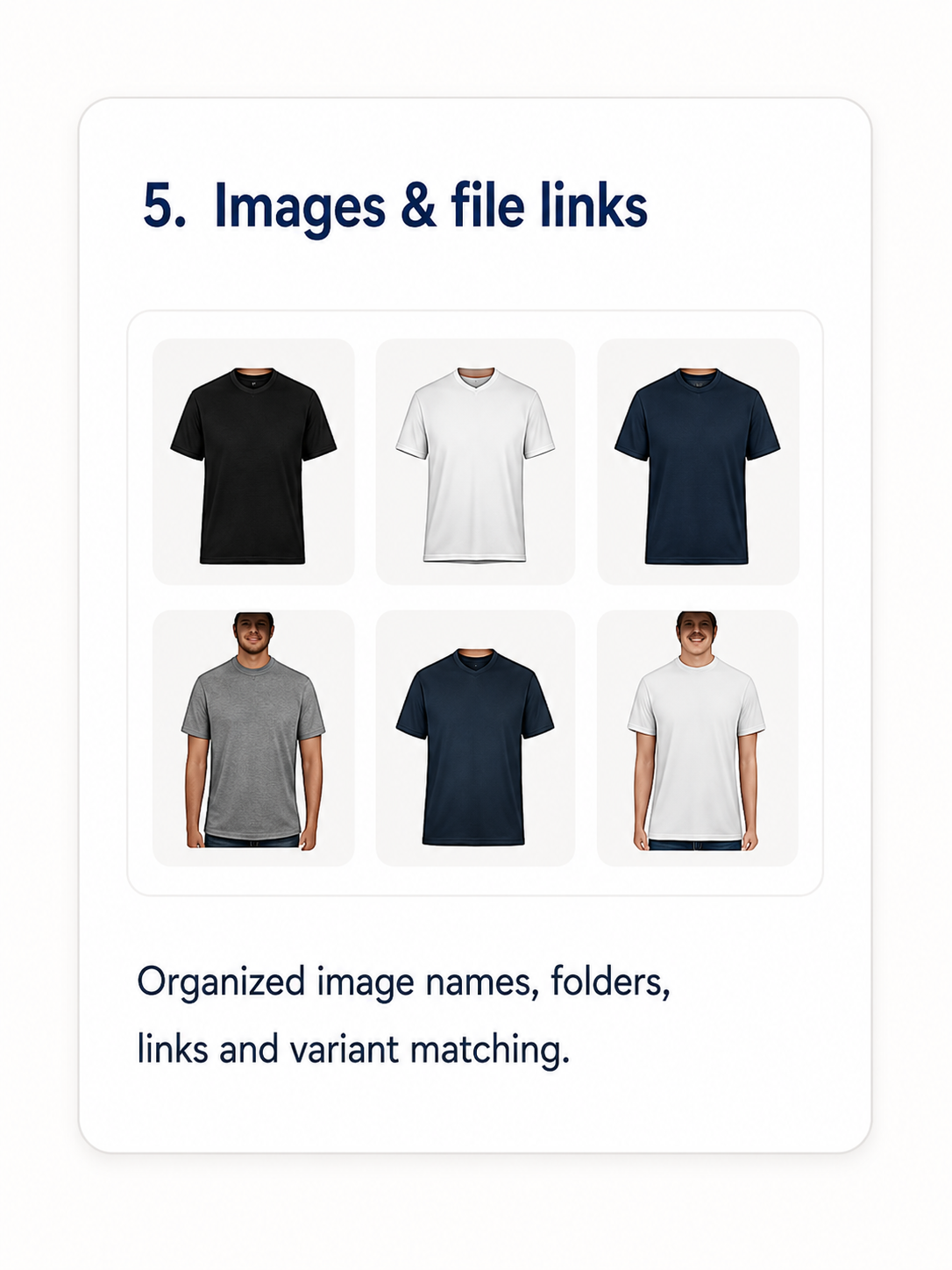 Product images and file links card